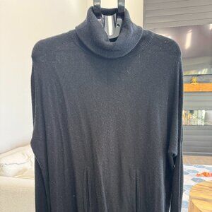 Garnet Hill black roll neck wool and cashmere tunic top.